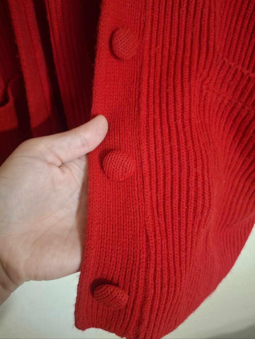 Basic Editions Red Open-Front Ribbed Cardigan Sweater - Picture 4 of 6
